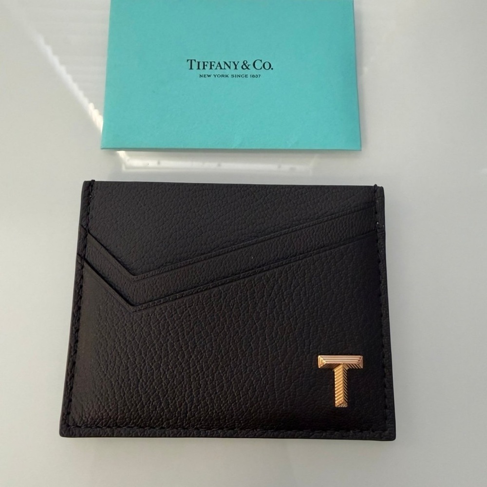 Tiffany & Co. Black Card Holder with Gold Accent